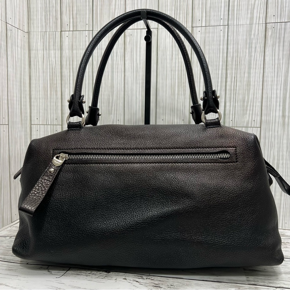 Salvatore Ferragamo Black Pebbled Leather Satchel Tote Bag Top Handle Purse - Picture 6 of 14